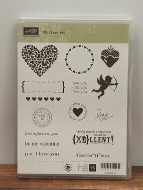 STAMPIN' UP! 125462 PS I LOVE YOU CLEAR MOUNTED RUBBER STAMP SET HEART CUPID